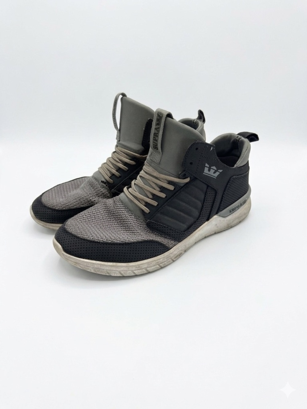 Supra Factor Mid-Top Men’s Sneakers in Gray and Black.